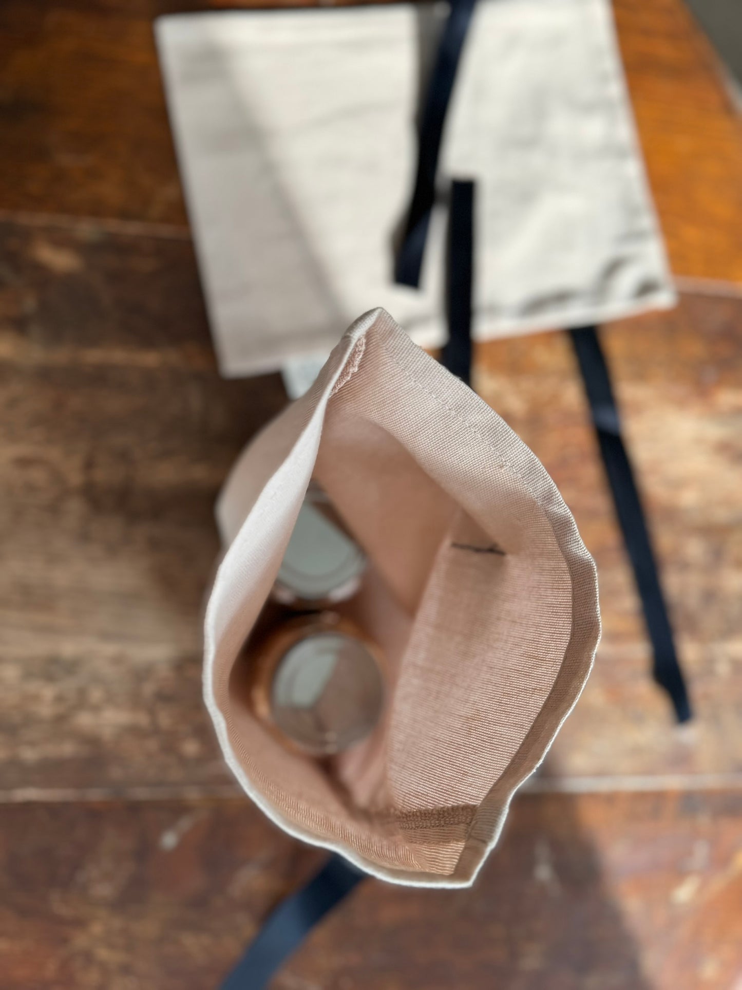 Cotton gift bag with own ribbon (small) - Yonca