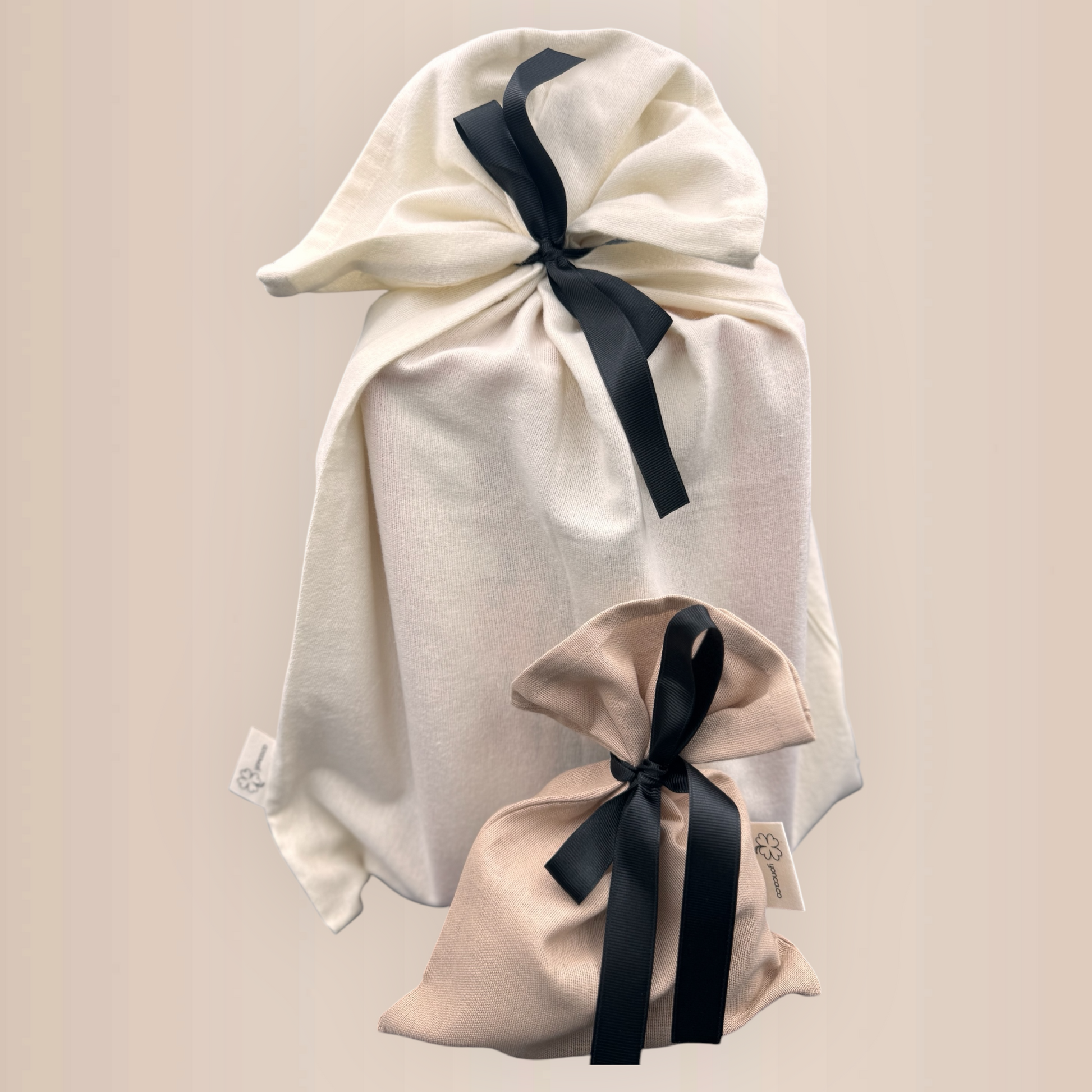 Cotton gift bag with own ribbon medium and small - Yonca